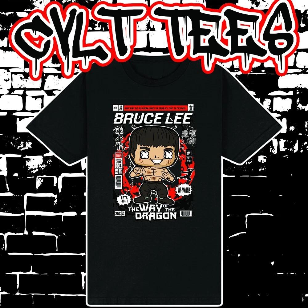 Men s and Women s T-shirts Bruce Lee The Way of the Dragon style Cartoon Black Tee ~ 100% Cotton XXXL