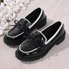 Womens Patent Leather Shoes Women Loafers British Tassel Casual Female Flat Shoes Bowknot Comfortable Small Leather Shoes