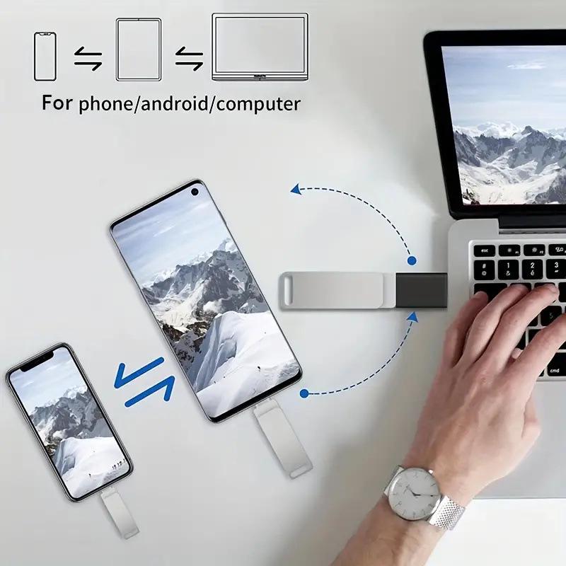 1TB Dual Interface Type-C Metal Rotating USB Flash Drive, Compatible with Apple Phones.