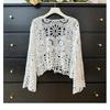 Bohemian Crochet Tie-Up Knit Cardigan - Women's Long Sleeve Sun Protection Top