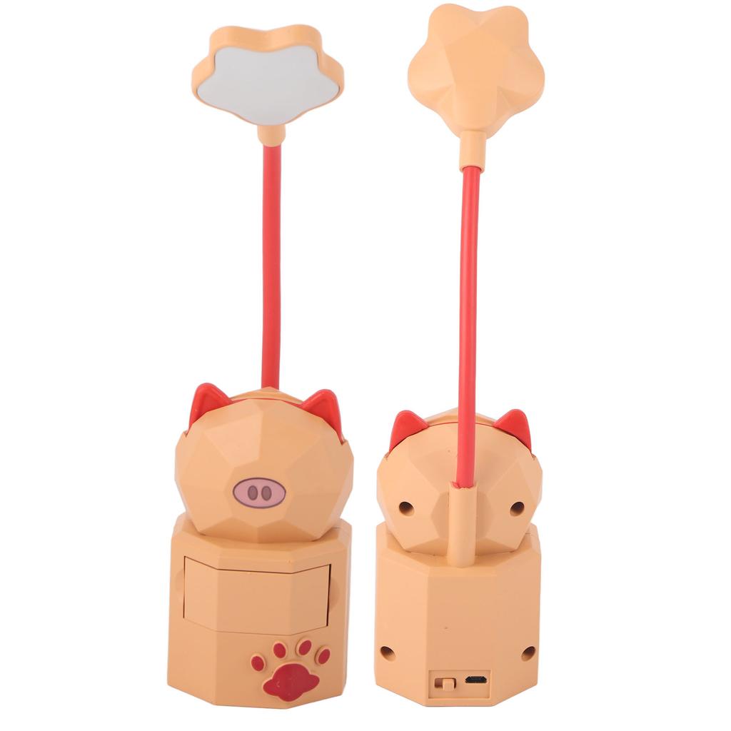 LED Cartoon Pig Shape Table Lamp Kids Eye Protection Reading Lamp USB Charging Night Light for Bedroom