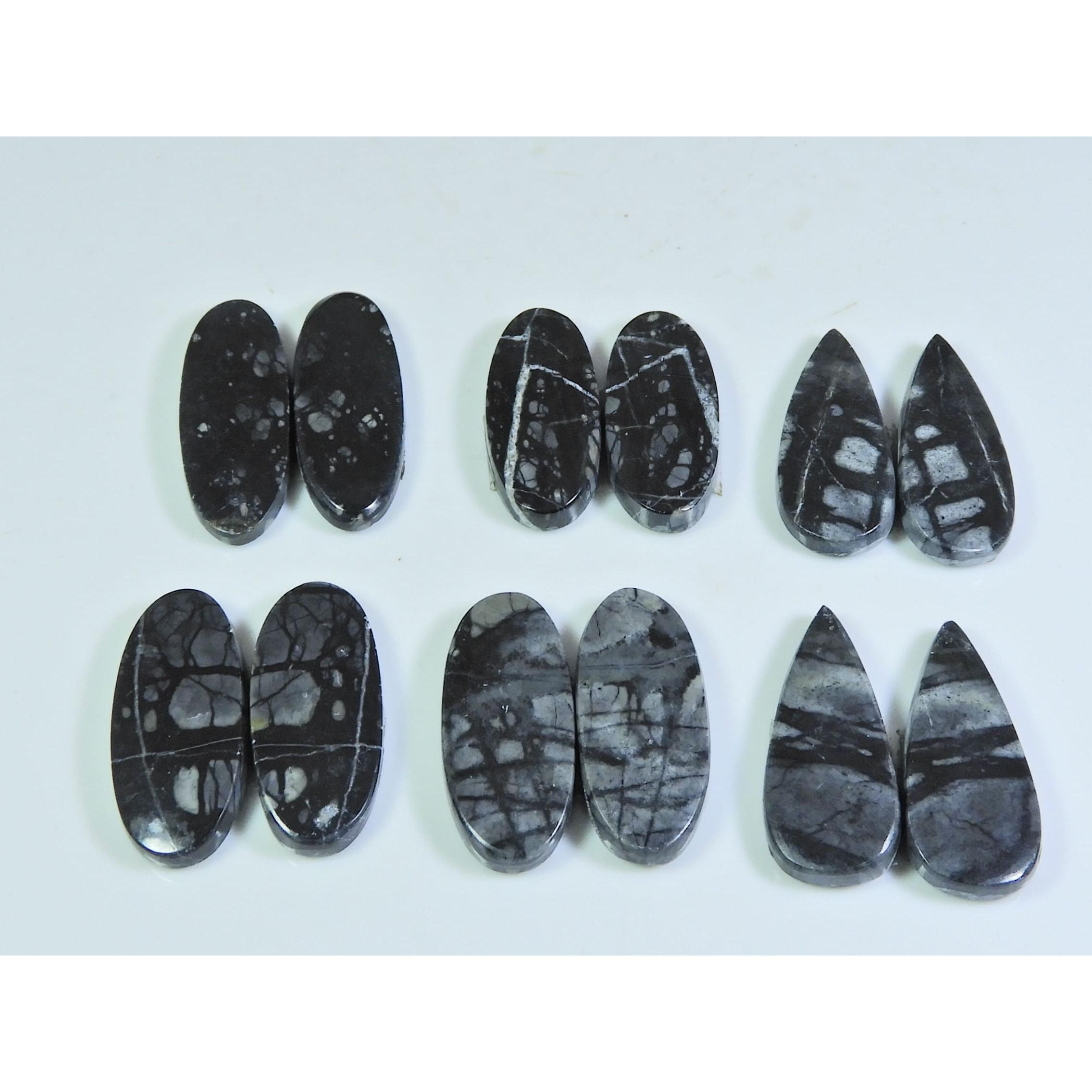 

23-26 мм Натуральная пикассо яшма Парный набор Микс Рассыпной драгоценный камень Лот 6 пар A-590