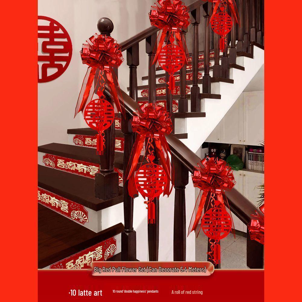 Bridal Stair Railing Decoration Set with Balloons & Flowers