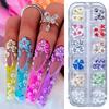 30-Piece 3D Rose Camellia Nail Art Decorations - Gradient & Retro Carved Design
