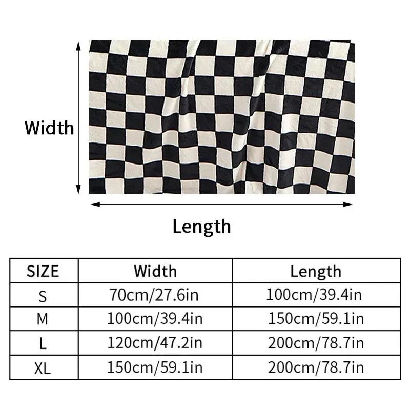 Flannel Blanket For Bedroom Soft Air Conditioning Blanket Checkerboard Elements Sofa Blanket Portable Nap Shawl Towel