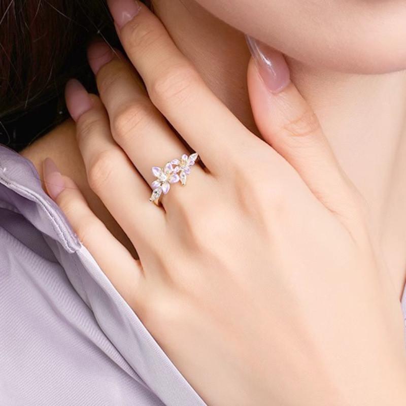 Elegant Adjustable Wisteria Flower Open Ring In Stylish Copper For Trendy Women