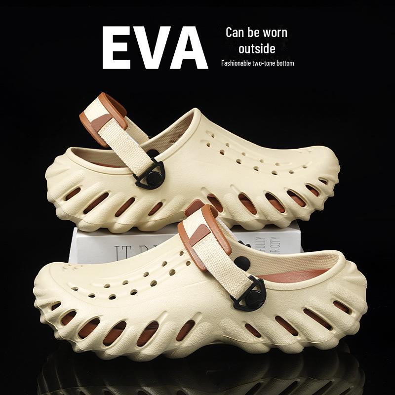 Новые сандалии Xiaobai Bobo с мягкой подошвой и перекрестными отверстиями для пляжа и бассейна 42 хаки/коричневый