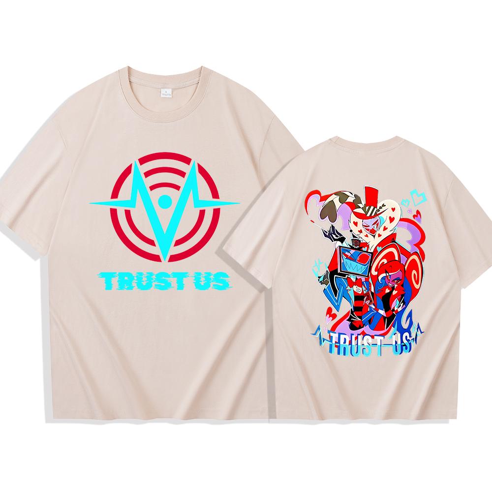 2026 Anime Hazbin Hotel Trust Us Tshirt Woman Man Harajuku Round Neck Tshirt  Hazbin Hotel  Mens Tshirt 2026 Womens Tshirt