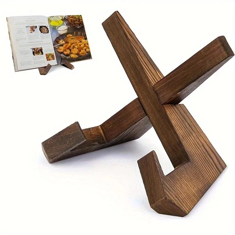 1pcs Wooden Cookbook Stand Flat Stand Base Kitchen Cookbook Stand Reading Stand Wooden Record Stand Resding Stand