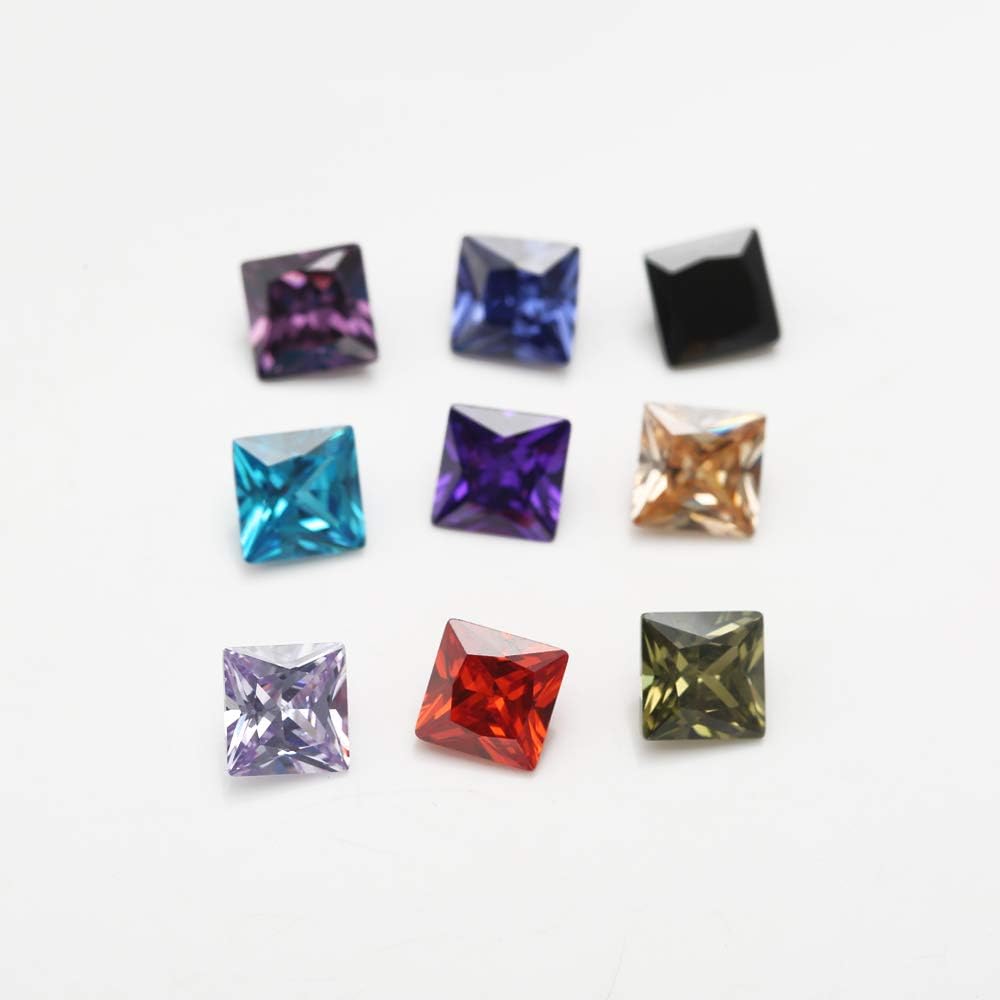 Square Princess Cut Shape Cubic Zirconia Synthetic Gemstone Mix 15 Colors 5A Loose CZ Stone for Jewelry Making