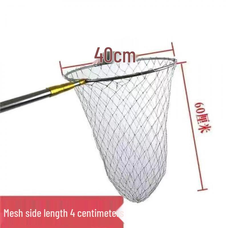 Thick Folding Fish Landing Net Set with Stainless Steel Telescopic Rod and Fine Mesh