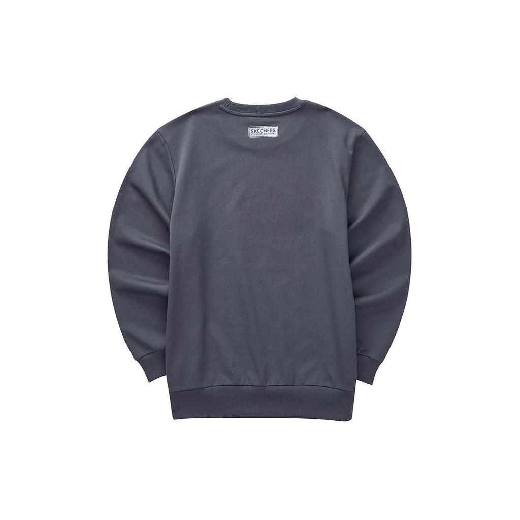 Skechers A-Z Series Letter Round Neck Pullover Versatile Sports Sweatshirt Unisex sweatshirt Odyssey-Gray L323U174-026R