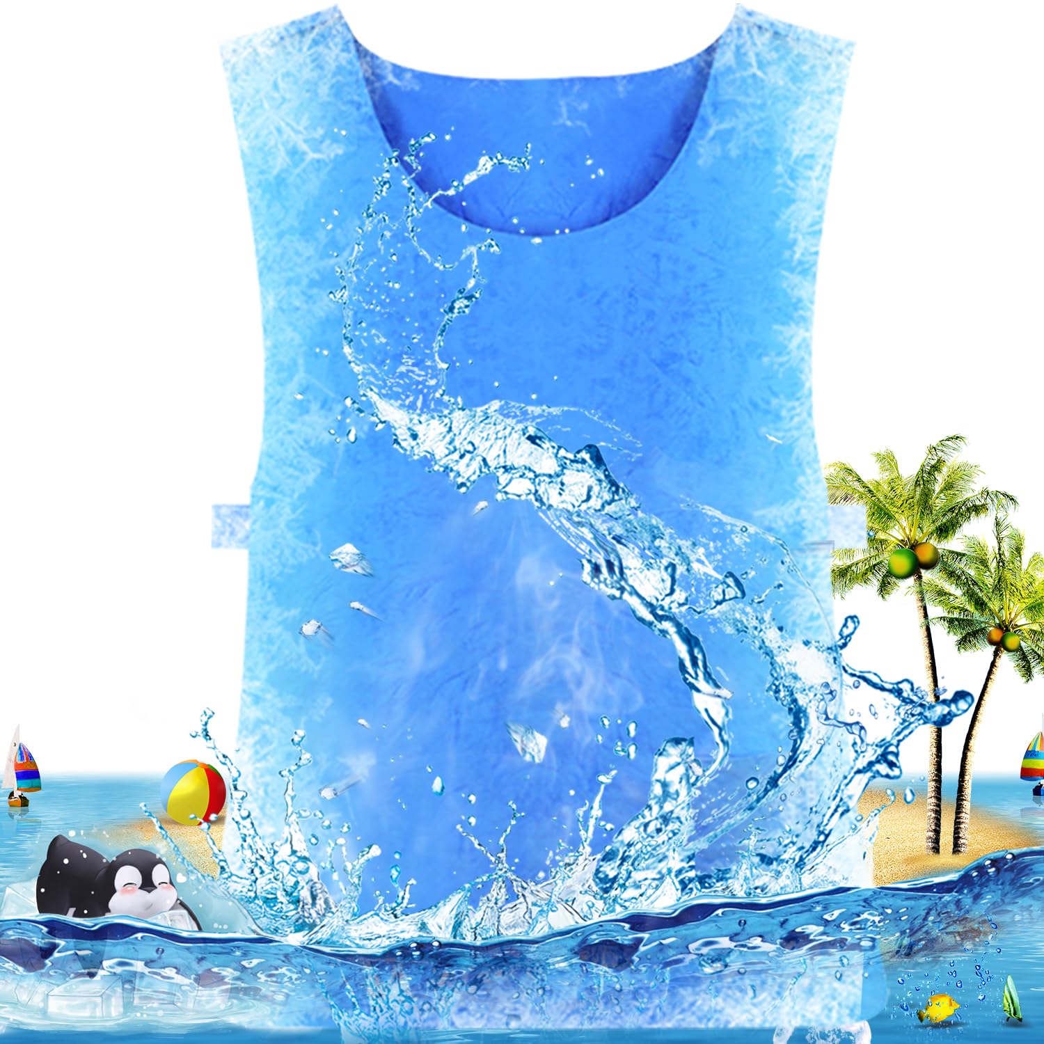 

Охлаждение Предотвращение Теплового Удара Кондиционируемая Работа Водяное Охлаждение Физическое Без Электричества или Пакетов со Льдом Охлаждение Работа На Открытом Воздухе Защита от Жара Бесплатно синий