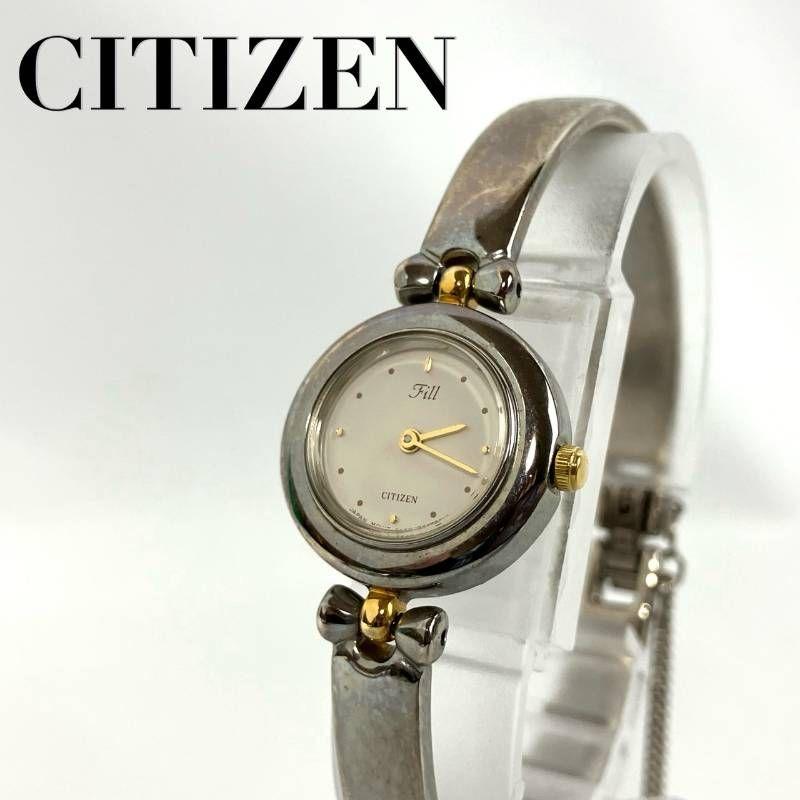 Good Condition Working Item CITIZEN Citizen Watch Fill Bangle Watch Ribbon Analog 2 Hand White Dial Quartz Metal Belt Silver W74