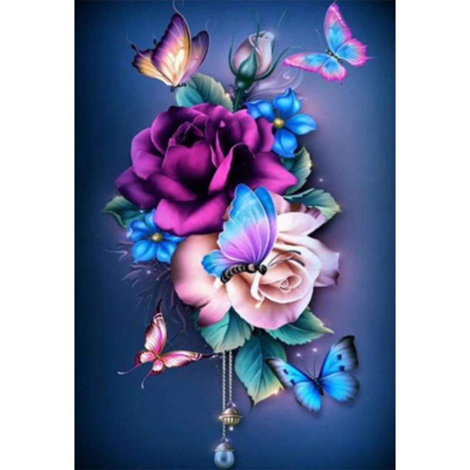 5D DIY Rose Diamond Painting Rhinestone Picture Cross Stitch Kit Full Round Diamond Embroidery Gift Mosaic Home Decoration