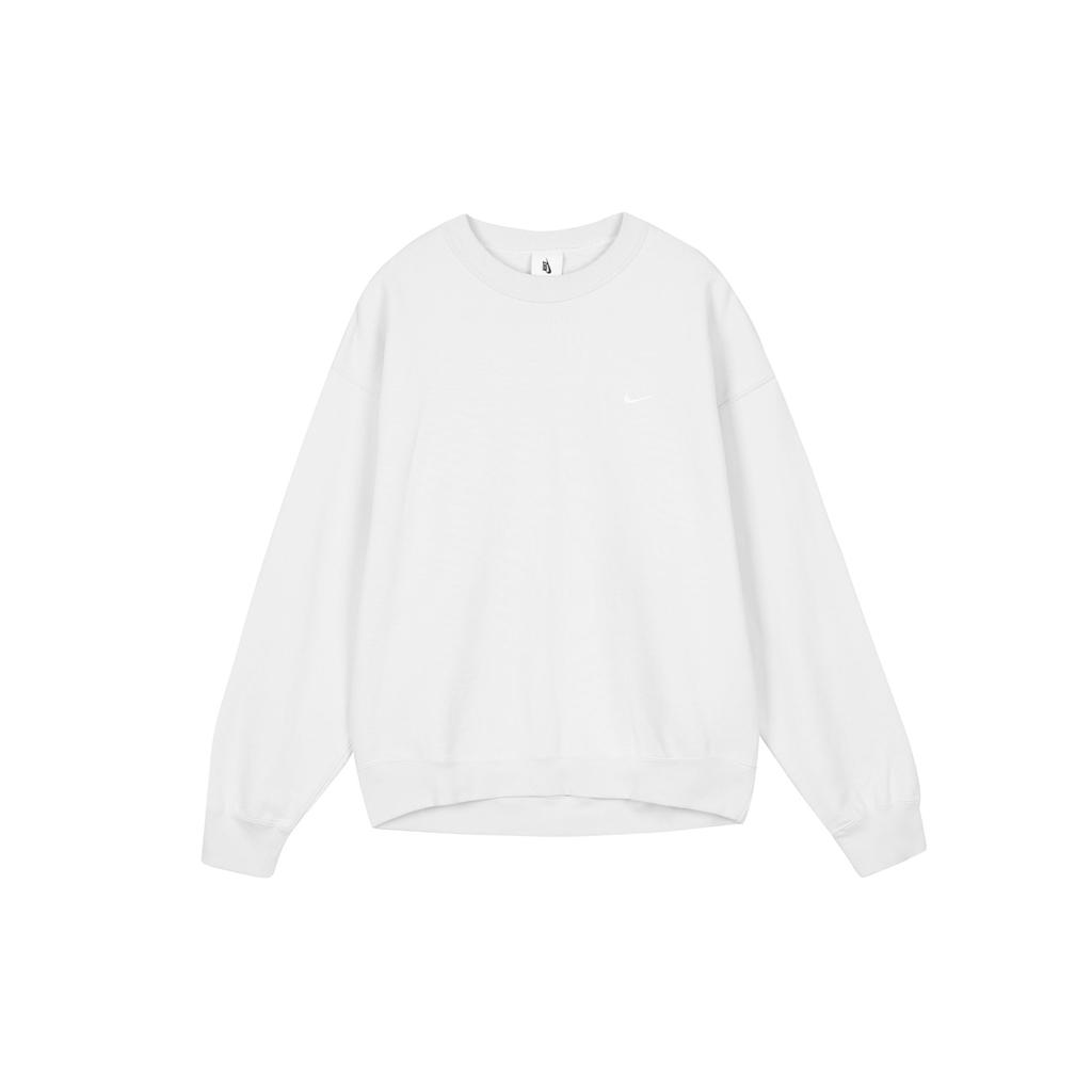 Nike Solid Color Crew Neck Drop Shoulder Straight Long Sleeve Sweatshirt Men Tops White DA0318-030