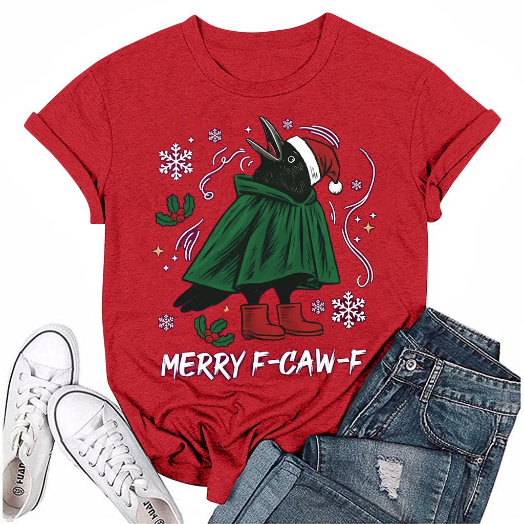 Women's Group 2D Printed Round Neck Short Sleeve Top