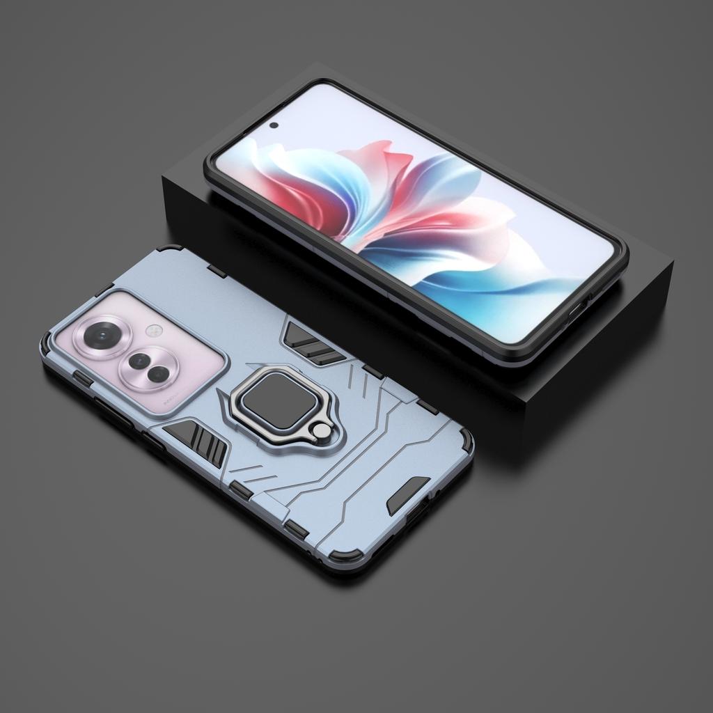 For Oppo Reno11 F 5G Case PC+TPU Dual Layer Hybrid Phone Cover with Ring Holder