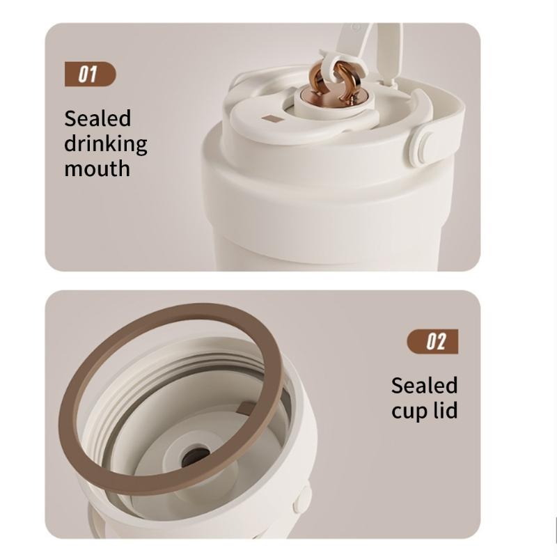 750ml Leak Proof Straw Water Container Vacuum Insulated Travel Mug for Cold Beverages Ceramic Lined Drinkware