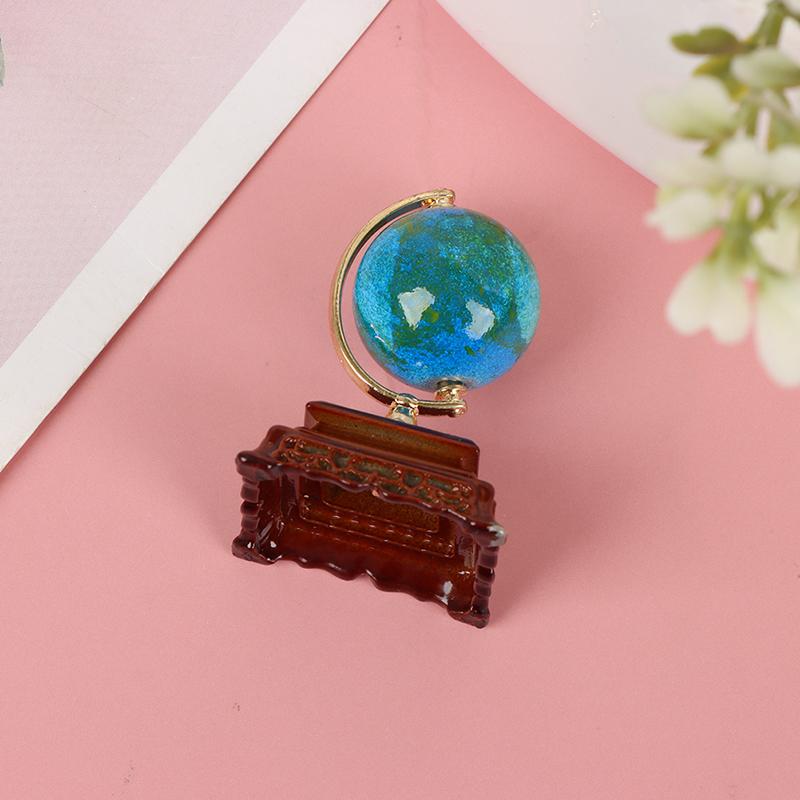 1Pcs Mini Metal 1:12 Vintage Blue World Globe Miniature Dollhouse Furniture