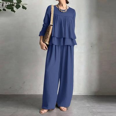 Women Long Sleeve Blouse and Pants Casual Two Piece Suit Sets