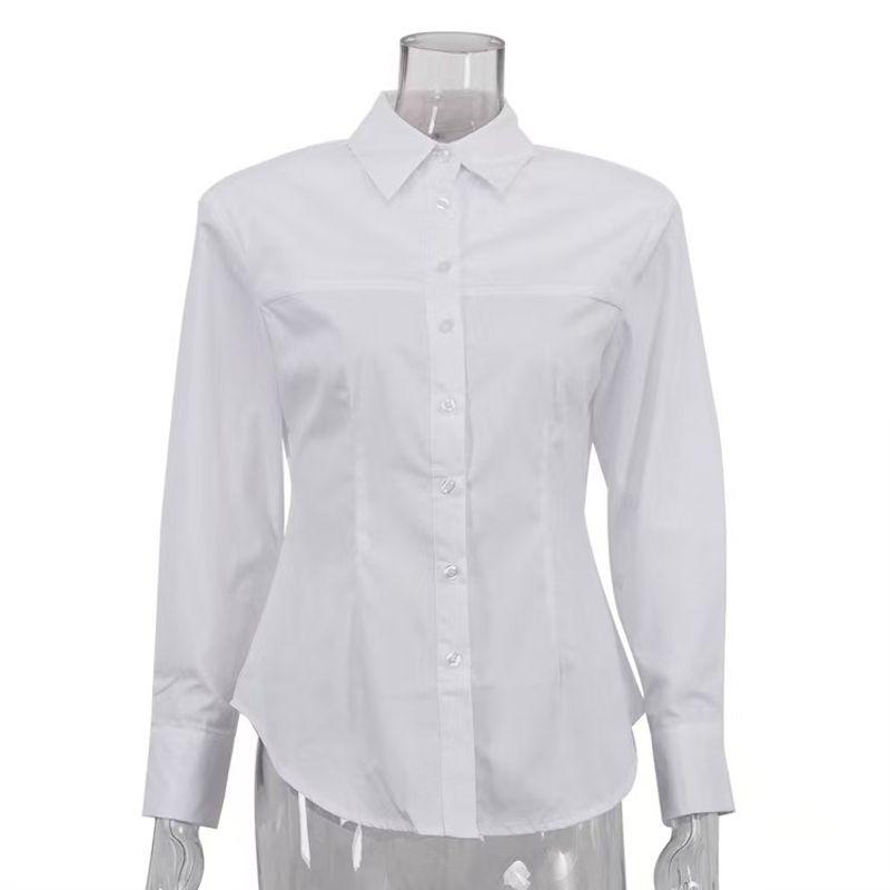

Fashion New Arrival Fashion Elegant Single-Breasted Shirt Solid Color Single Brewed Shirt White L