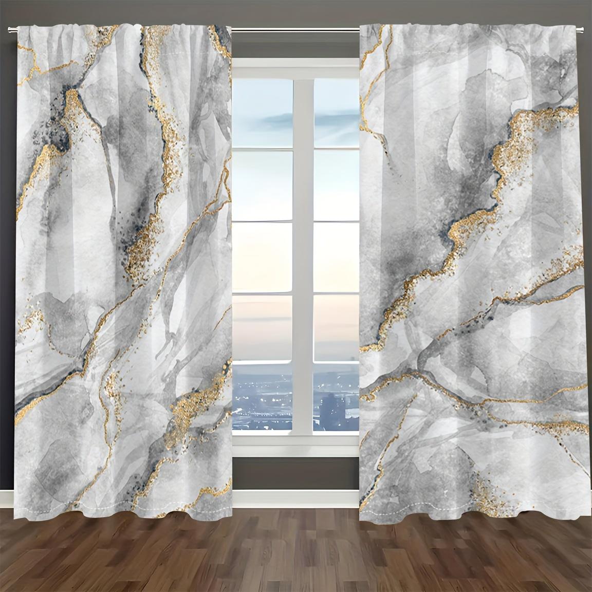 

Bedroom Living Room Space Kitchen Window Blinds cortinas para salón Rod Pocket for 2 Panel Curtain Marble Textured Draperies Luxury Draperies 100W130H(CM)40x51in&Rod Pocket