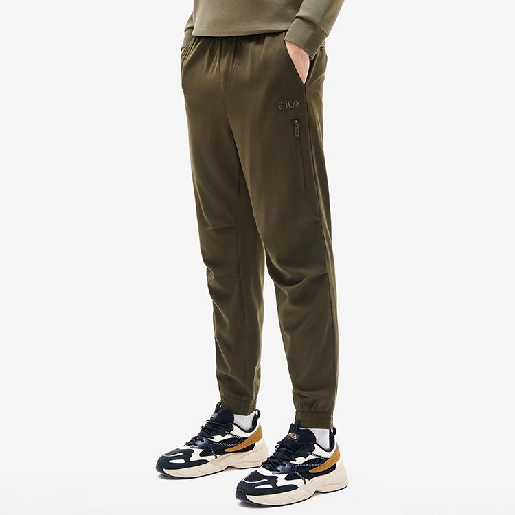 Fila Solid Color Woven Tapered Sports Pants Men Bottoms Saline-Green F11M218801FKK
