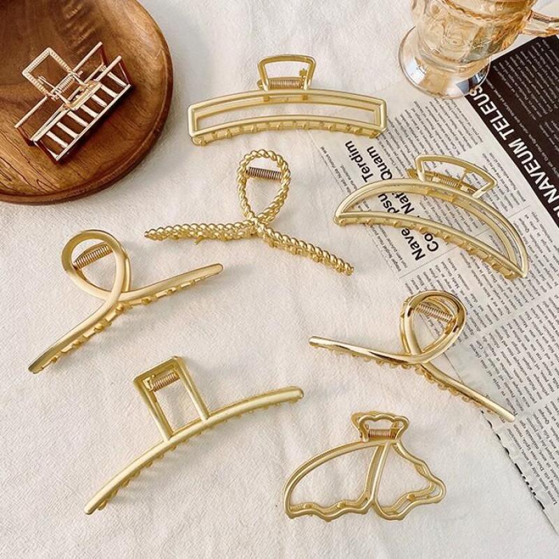 Matte Metal Twist Big Size Half-Bob Updo Hair Clip 3 Metal Big - Glossy Silver