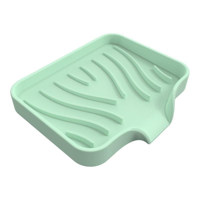New Kitchen Bathroom Anti-slip Sink Tray Creative Washing Table Soap Tray Free Punch Drain Rack Silicone Drain Soap Box 1Pcs