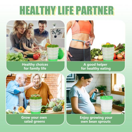 Tavă Rotundă pentru Germinat Fasole cu Găuri de Drenaj, Vas Germinare Stivuibil pentru Cultivarea Fasolei