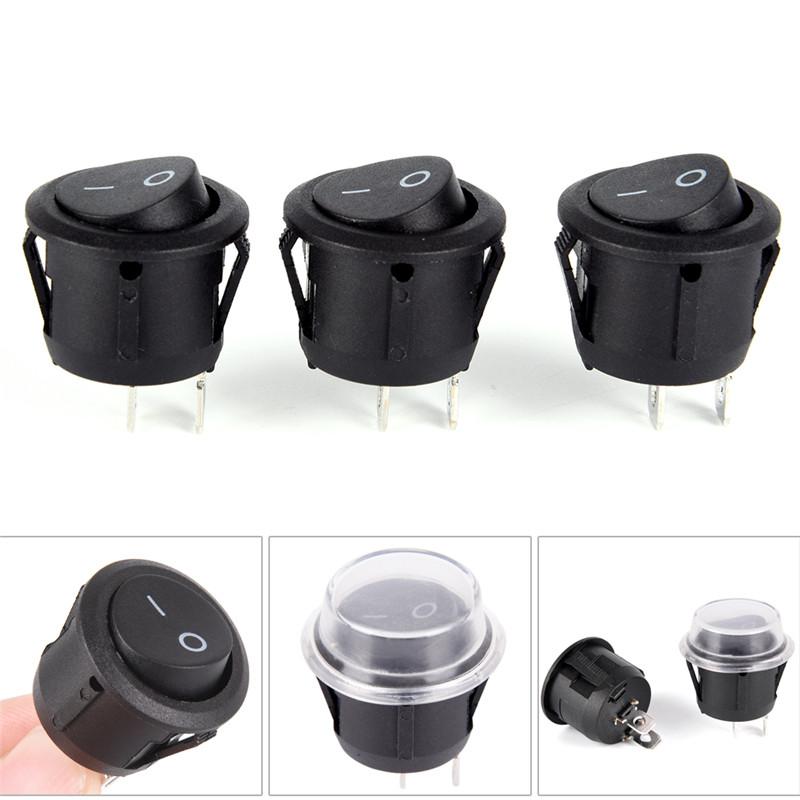 1Pc 2-PIN ON-OFF SPST Round Dot Car Auto Rocker Toggle Switch+Waterproof Cover Durable