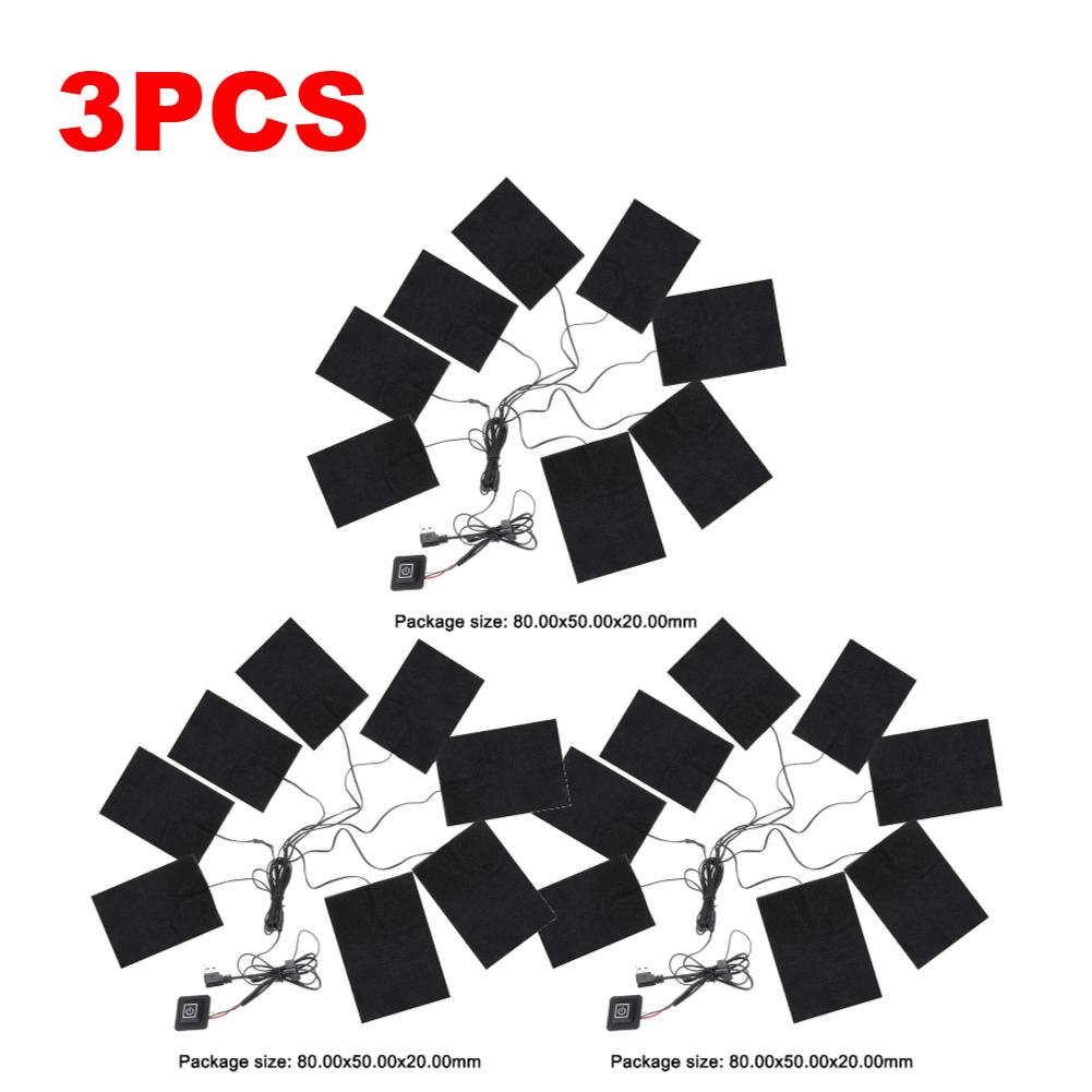 1-5PCS Jacket Heater Pads Electric Heating Clothing Warmer 3 Levels Heating Warmer Pad For Winter Outdoor Skiing Camping Hiking