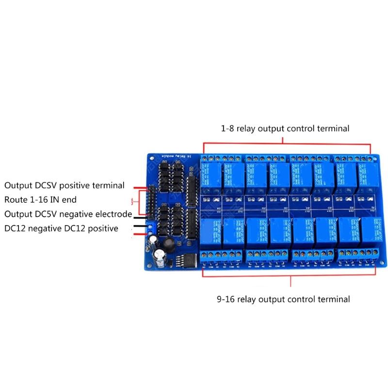 Relays Module Board 16 Channel 24V  Power Supply with Optocoupler Isolation for MCU and PLC
