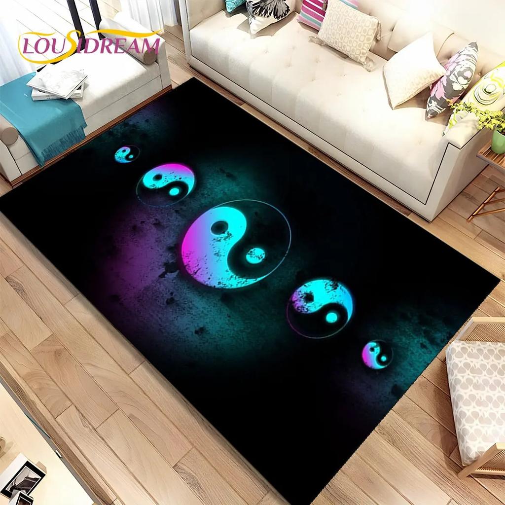 Chinese Tai Chi Bagua Yin Yang Area Rug,Carpet Rug for Home Living Room Children Bedroom Sofa Doormat Decor,Non-slip Floor Mat