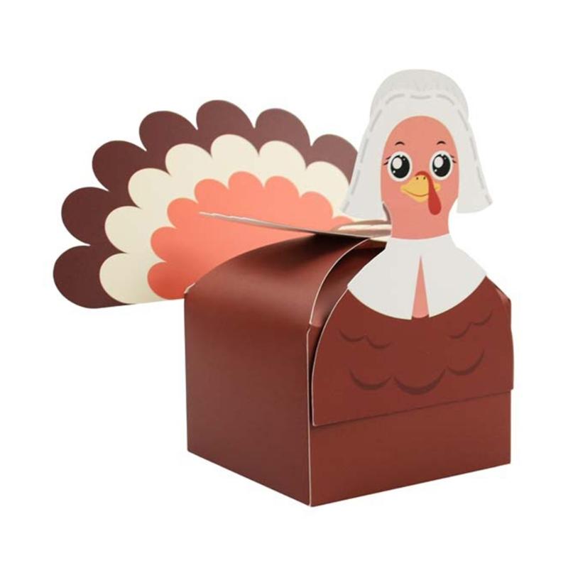 Packung mit 12 Geschenkboxen aus Papier mit Thanksgiving-Truthahn-Motiv für Feiertags-Partydekorationen und DIY-Bastelarbeiten
