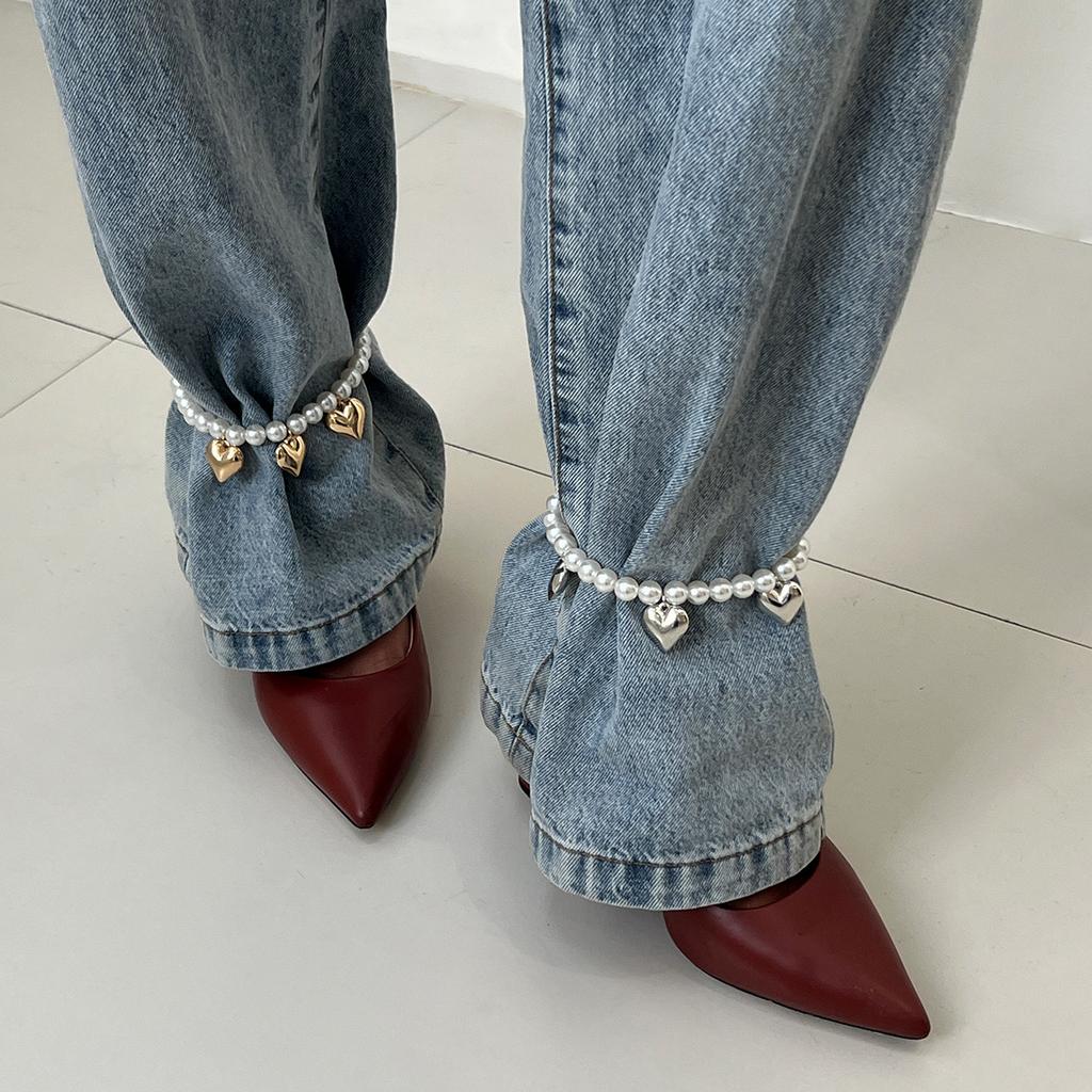 Europe, America, imitation pearl love fringe, trousers and feet accessories, fashion beaded pendant, jeans anklet