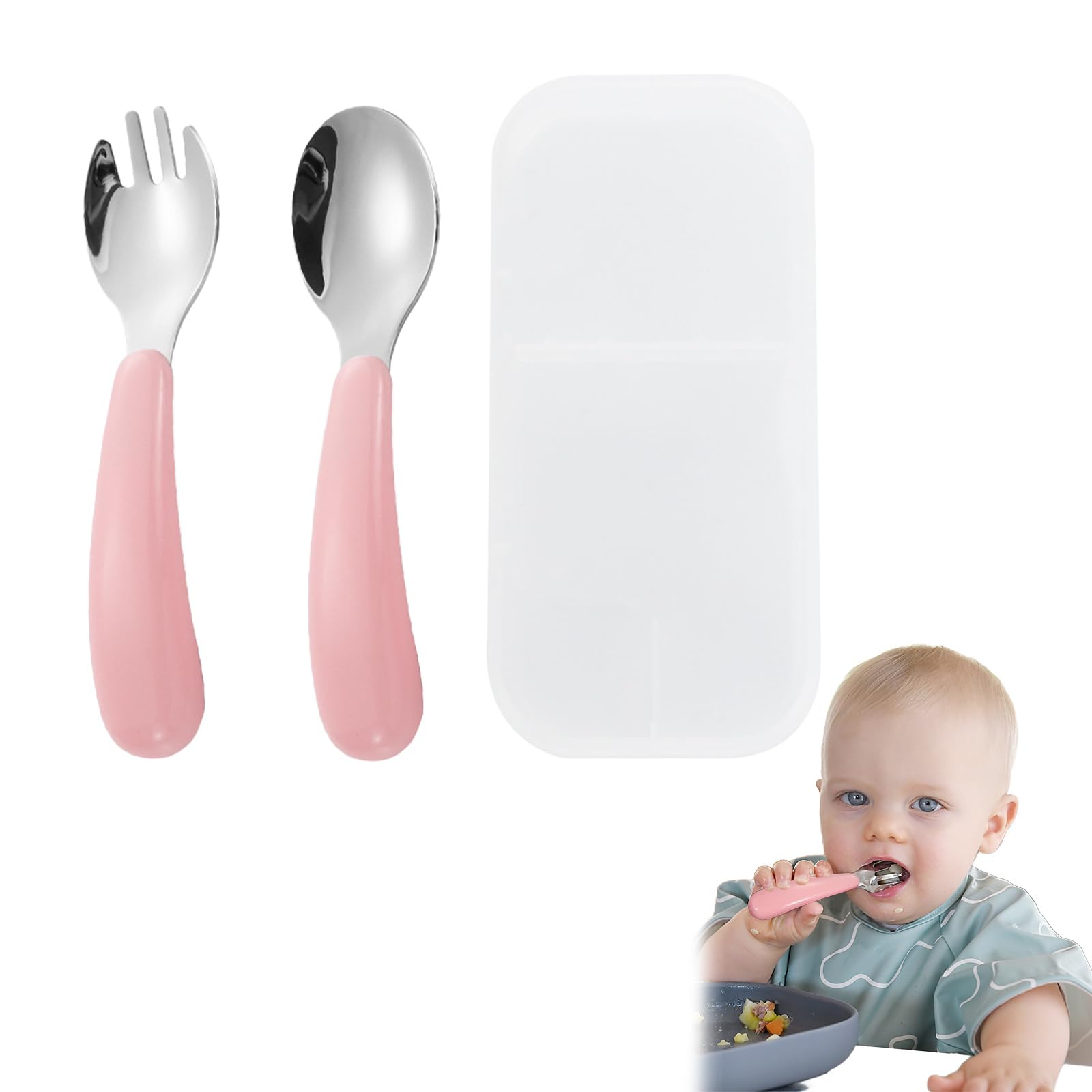 

Liroyal Baby Столовые приборы Набор детских ложек и вилок для еды Детская ложка Легко поправить кончик пальца Детский набор для еды для родов Подарок ребенку [Набор 2] и