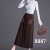 Pocket High-waisted Mid-length Autumn Winter New Knitted Temperament Fashionable Skirt Western Style Thickened Elasticity