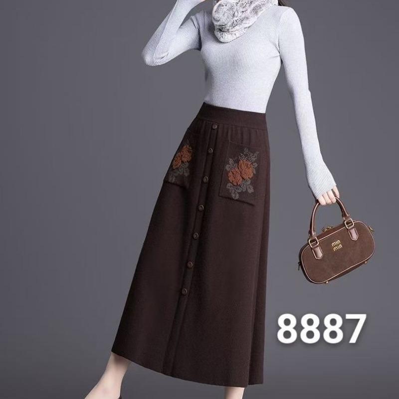 Pocket High-waisted Mid-length Autumn Winter New Knitted Temperament Fashionable Skirt Western Style Thickened Elasticity