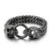 Punk Stainless Steel Skull Charm Bracelet for Men Shiny Mesh Chain Bangle Man Jewelry Vintage Accessory Personalized Gift