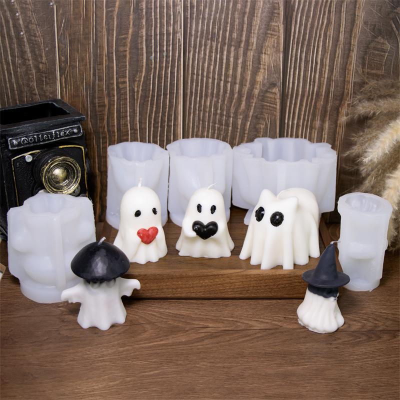 Ghost Halloween Candle Mold DIY Halloween Candle Crafts Plaster Resin Cast Mold Home Artwork Make Halloween Gifts