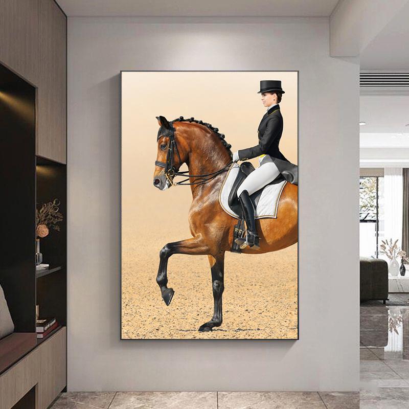 

Конный спорт, коричневая лошадь, холст, картина, настенное искусство, плакаты с лошадьми и принты для гостиной, офиса, Настенный декор без рамки 30x40cm No Framed