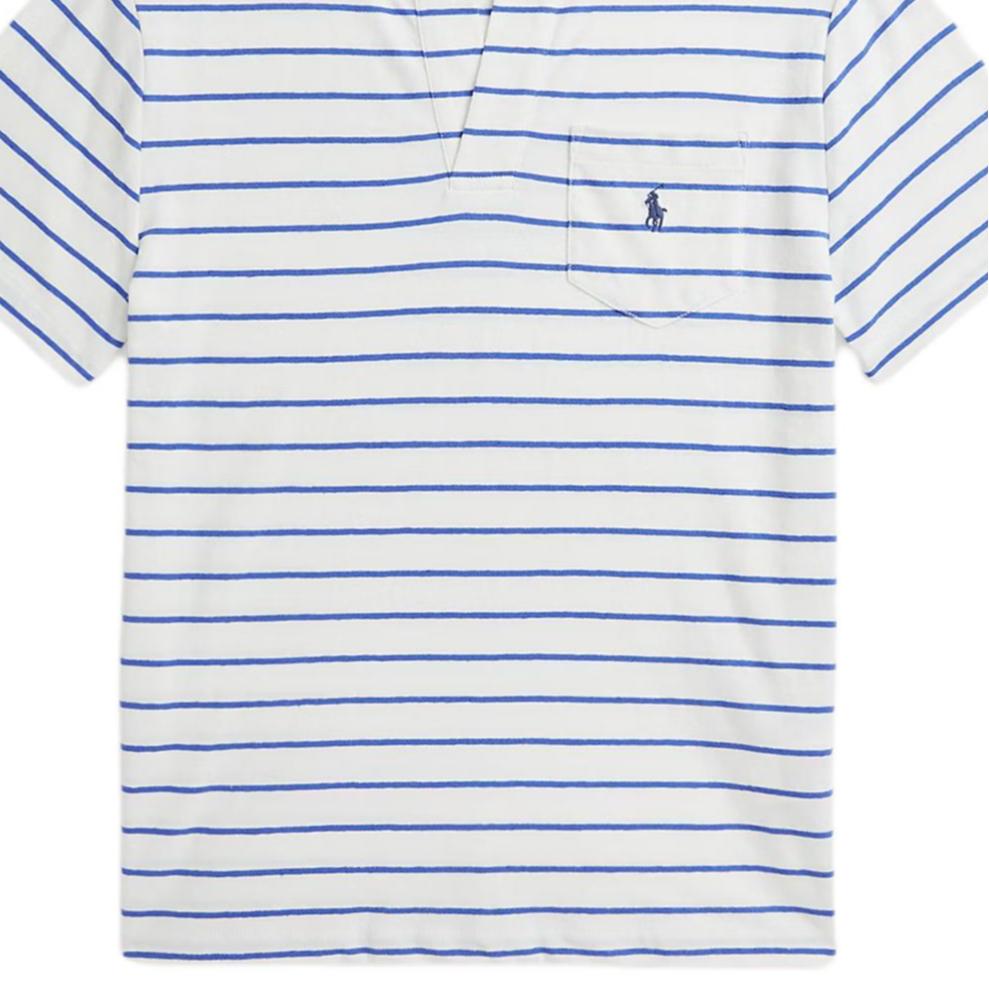 Polo Ralph Lauren Striped Cotton Linen Short Sleeve Polo Shirt Kids Tops White 323965876-003