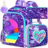 3PCS  Backpack for Girls, 16" Kids Backpacks with Lunch Box, Water Resistant Girl Bookbag for School Elementary