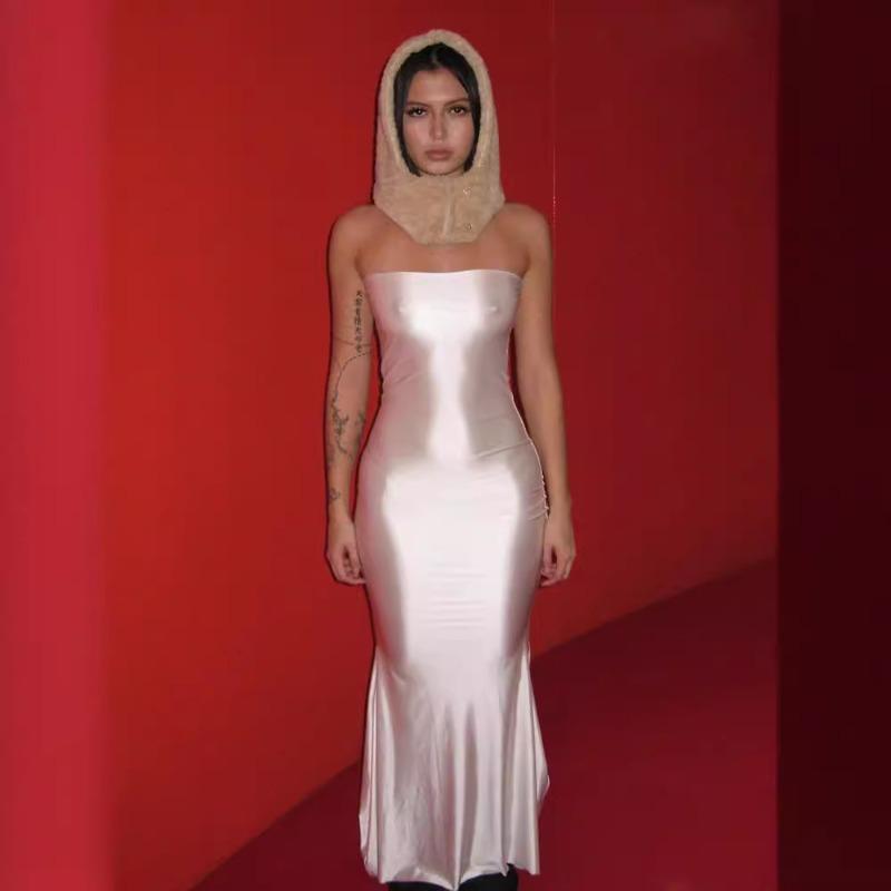 Rochie de Seară Sexy Fără Bretele Modă Haute Couture Ethos Culoare Solidă Versatilă Rochie Coadă de Pește