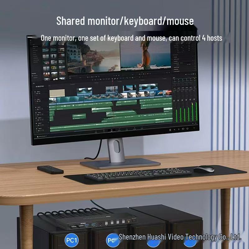 8K HDMI/DP KVM Switch 4x1 - Mouse & Keyboard Control for Four Computers