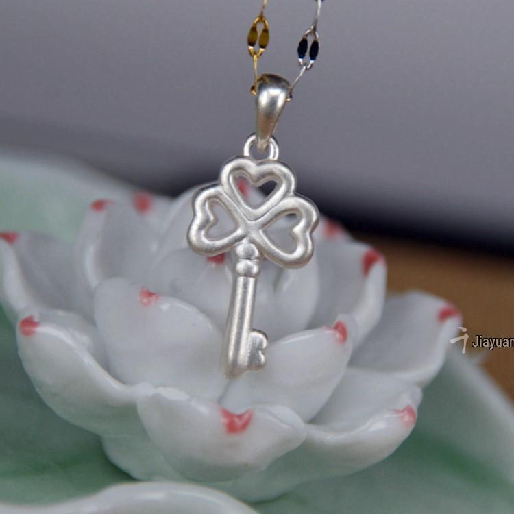 Sterling Silver Heart Key Pendant Necklace - Fashion Jewelry Charm for Girls