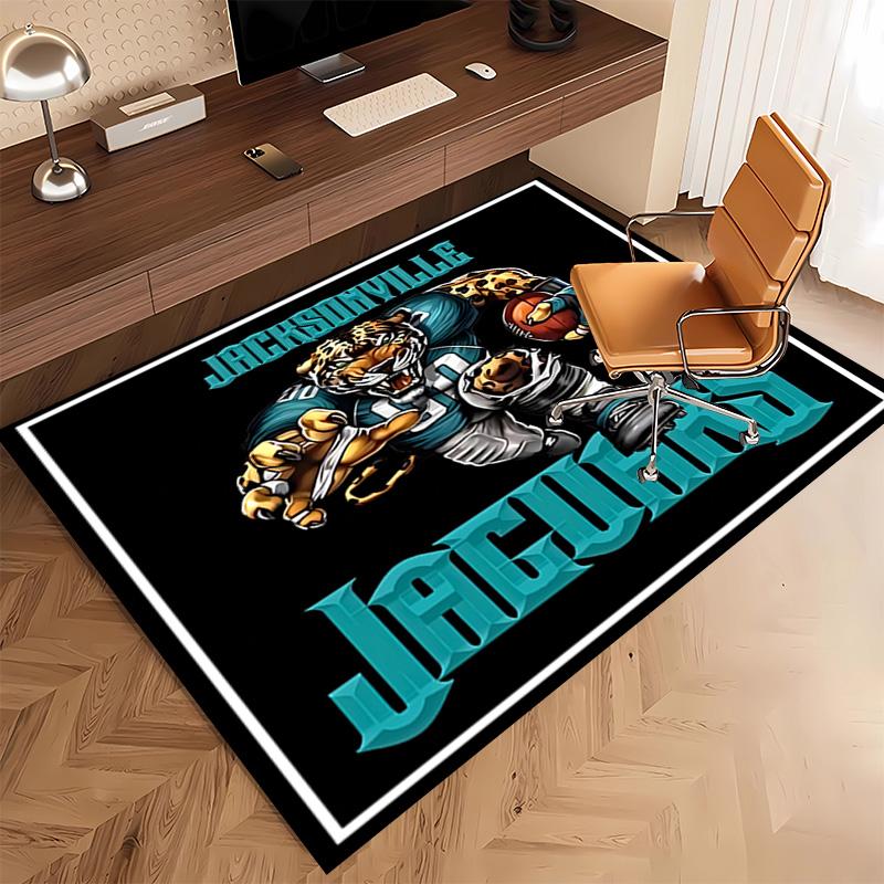 1pc Jacksonville Jaguars Logo Print Area Rug - Soft, Washable Non-Slip Indoor Mat, Living Room, Home Office Decorative Rug,Office Decorative
