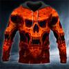 Skull Flame 3D Print Hoodies Hip Hop Street Style Outdoor Long Sleeve Hooded Sweatshirt Casual  Sports Daily Streetwear
